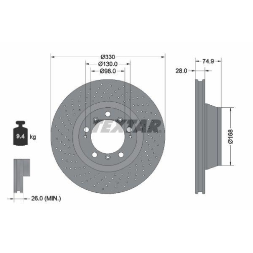 TEXTAR Bremsscheibe PRO+ 92218905