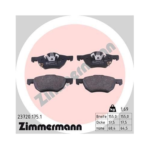 ZIMMERMANN Bremsbelagsatz, Scheibenbremse 23720.175.1
