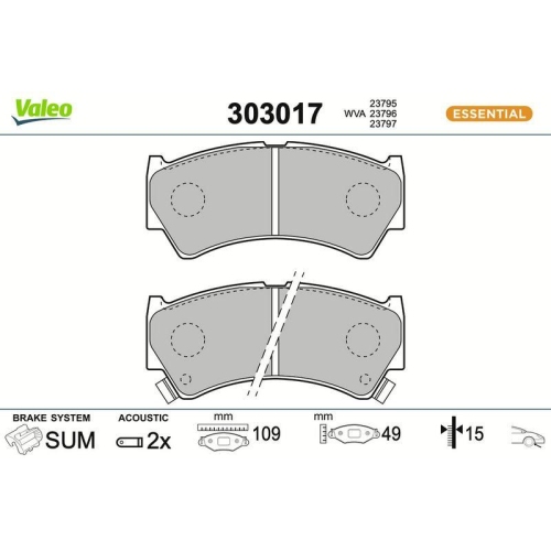 VALEO Bremsbelagsatz, Scheibenbremse ESSENTIAL 303017