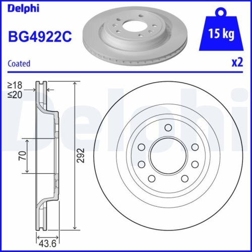 DELPHI Bremsscheibe BG4922C