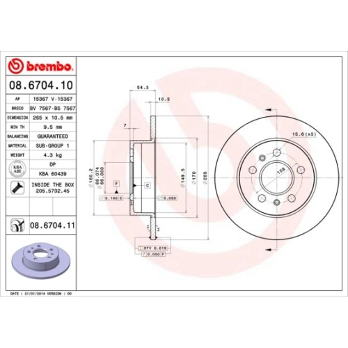 BREMBO Bremsscheibe PRIME LINE - UV Coated 08.6704.11