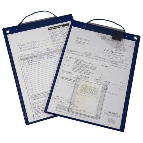 Auftragstasche Premium DIN A4, Klarsichttasche f&uuml;r Kfz-Schein, Blau Werkstatt