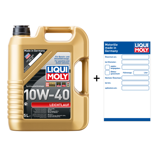 Liqui Moly Motor&ouml;l Leichtlauf 10W-40 5-Liter VW 501.01 / 505.00 1310+&Ouml;lzettel