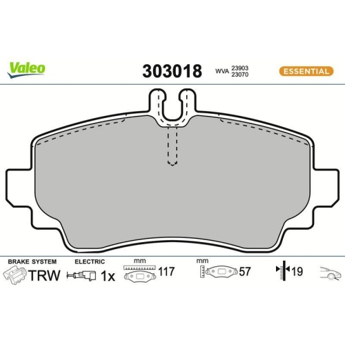 VALEO Bremsbelagsatz, Scheibenbremse ESSENTIAL 303018
