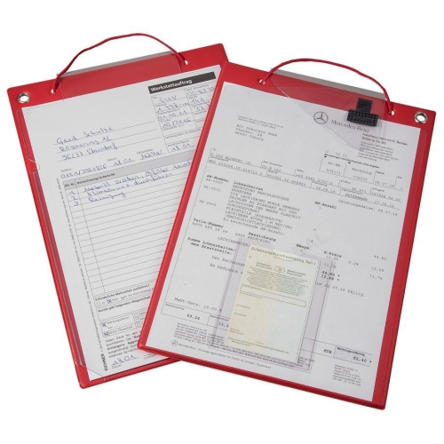 Auftragstasche Premium DIN A4, Klarsichttasche f&uuml;r Kfz-Schein, Rot EICHNER