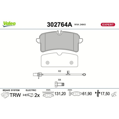 VALEO Bremsbelagsatz, Scheibenbremse EXPERT 302764A