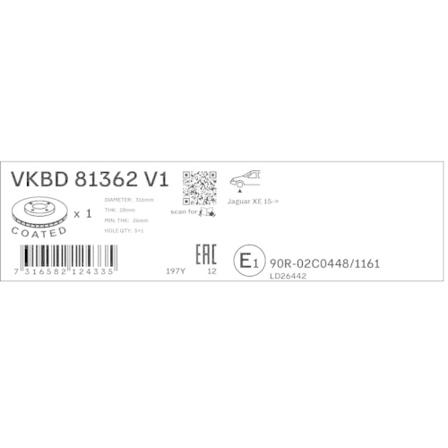 SKF Bremsscheibe VKBD 81362 V1