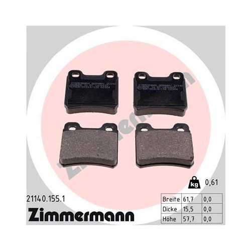 ZIMMERMANN Bremsbelagsatz, Scheibenbremse 21140.155.1