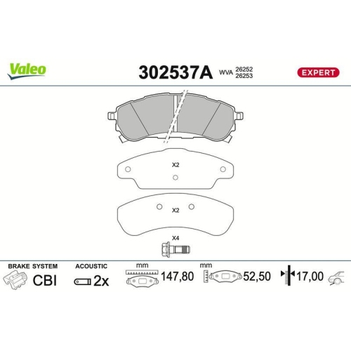 VALEO Bremsbelagsatz, Scheibenbremse EXPERT 302537A