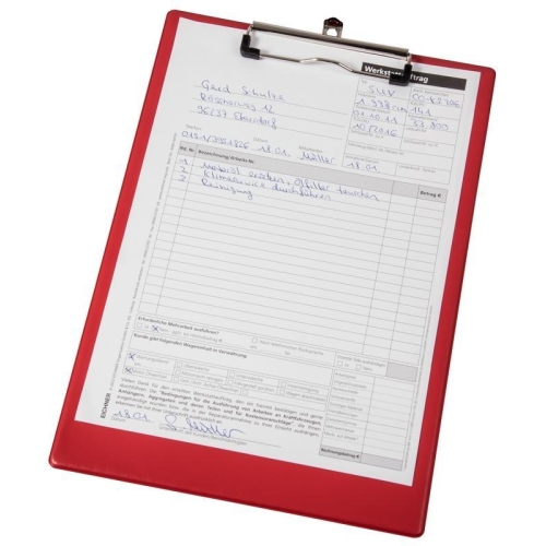 Klemmbrett, DIN A4, inkl ausziehbarer Haken&ouml;se, mit Klemmmechanik, Rot EICHNER