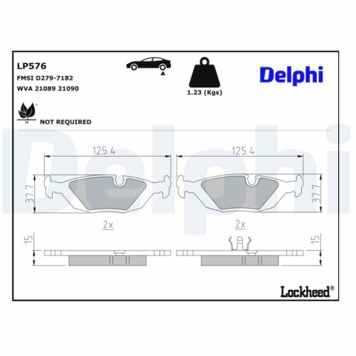 DELPHI Bremsbelagsatz, Scheibenbremse LP576