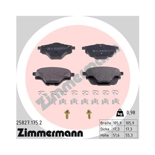 ZIMMERMANN Bremsbelagsatz, Scheibenbremse 25827.175.2