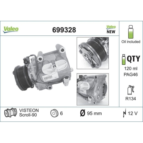 VALEO Kompressor, Klimaanlage VALEO CORE-FLEX 699328