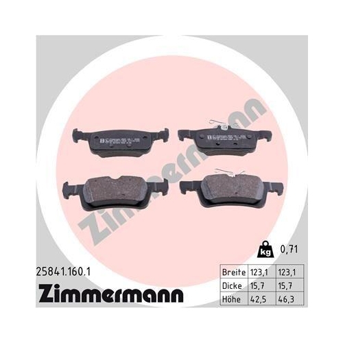 ZIMMERMANN Bremsbelagsatz, Scheibenbremse 25841.160.1