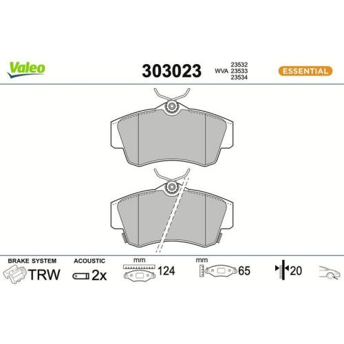 VALEO Bremsbelagsatz, Scheibenbremse ESSENTIAL 303023