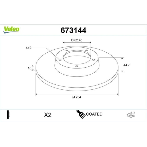 VALEO Bremsscheibe COATED 673144