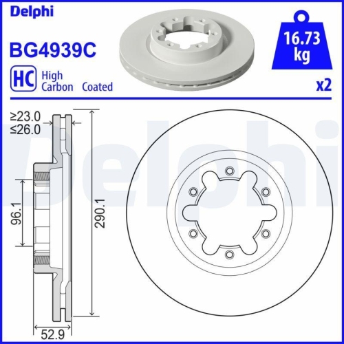 DELPHI Bremsscheibe BG4939C