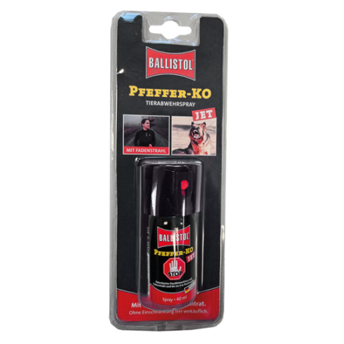 PFEFFER-KO JET 40 ml mit Beh&ouml;rdenkappe Tierabwehrspray Pfefferspray Ballistol