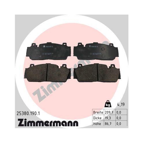 ZIMMERMANN Bremsbelagsatz, Scheibenbremse 25380.190.1