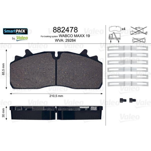 VALEO Bremsbelagsatz, Scheibenbremse SMARTPACK 882478