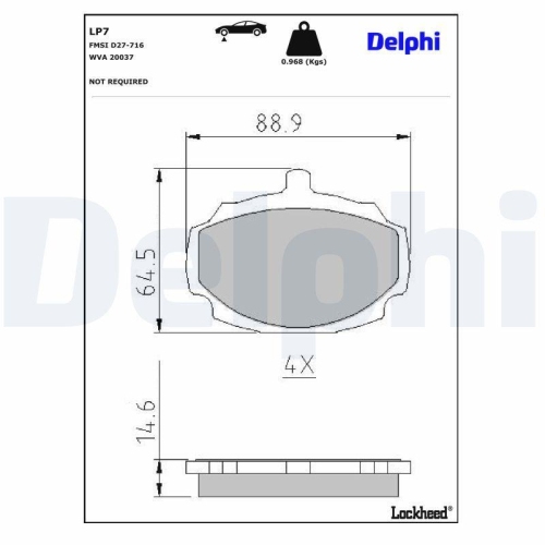 DELPHI Bremsbelagsatz, Scheibenbremse LP7