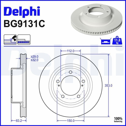 DELPHI Bremsscheibe BG9131C