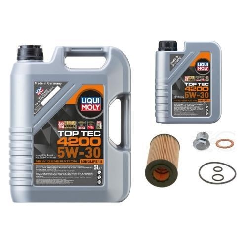 Inspektionspaket Satz Motoröl Liqui Moly 6 Liter + Ölfiter + Ablaßschraube