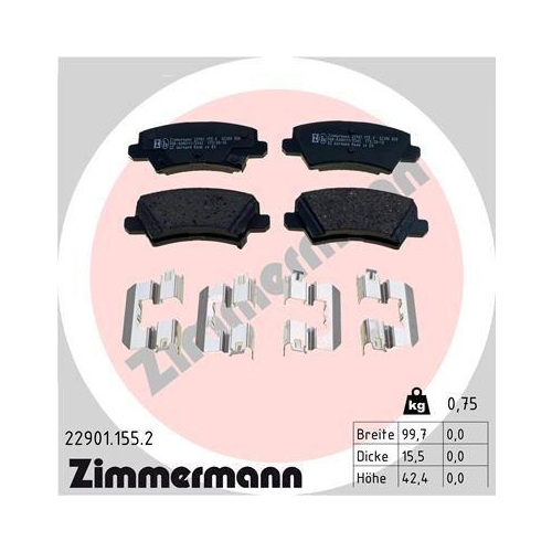 ZIMMERMANN Bremsbelagsatz, Scheibenbremse 22901.155.2