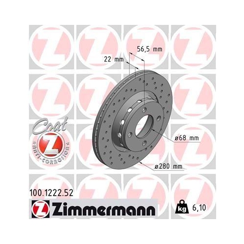 ZIMMERMANN Bremsscheibe SPORT Z 100.1222.52