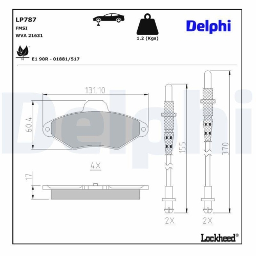 DELPHI Bremsbelagsatz, Scheibenbremse LP787