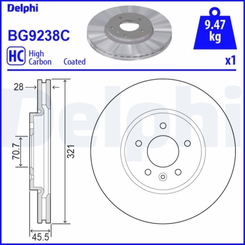 DELPHI Bremsscheibe BG9238C