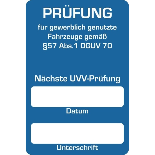 250 Kundendienst-Aufkleber N&auml;chste UVV-Pr&uuml;fung 40 x 60 mm, Blau EICHNER