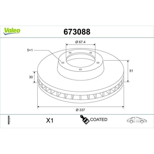 VALEO Bremsscheibe COATED 673088
