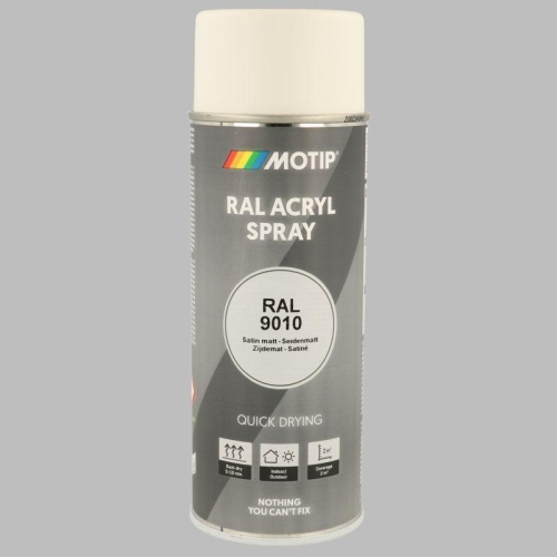 Lackspray Farbe schnell trocknend RAL9010 reinwei&szlig; seidenmatt 400ml MOTIP 07166