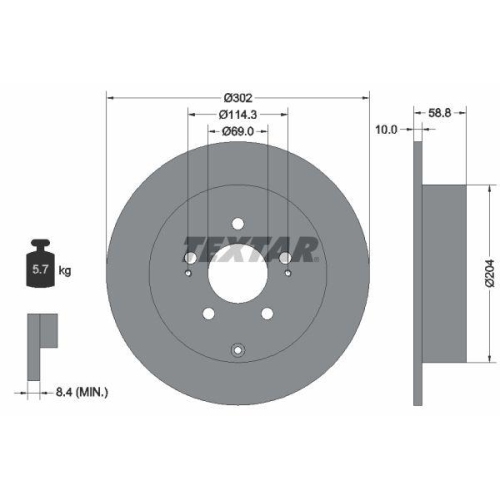 TEXTAR Bremsscheibe PRO 92148403
