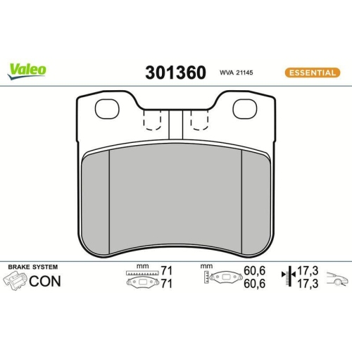 VALEO Bremsbelagsatz, Scheibenbremse ESSENTIAL 301360