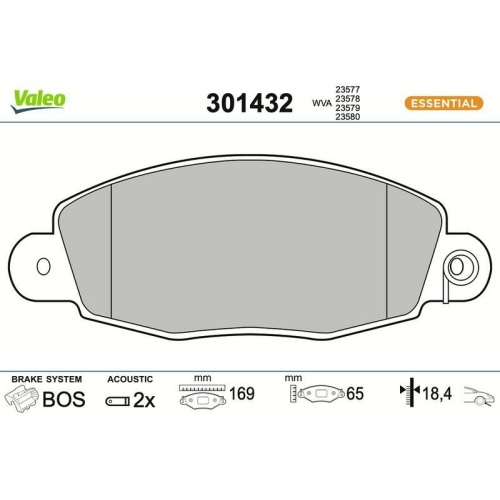 VALEO Bremsbelagsatz, Scheibenbremse ESSENTIAL 301432
