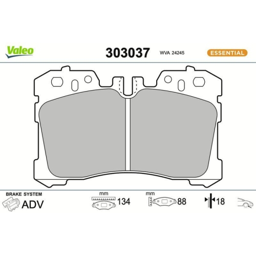 VALEO Bremsbelagsatz, Scheibenbremse ESSENTIAL 303037