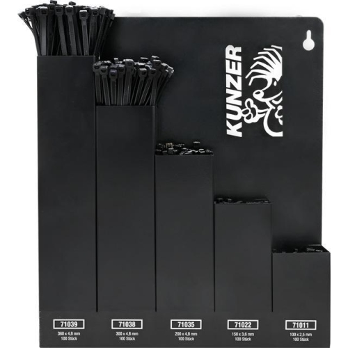 Kabelbindersortiment 500 St&uuml;ck mit Wandhalter Kunzer 7KBS500