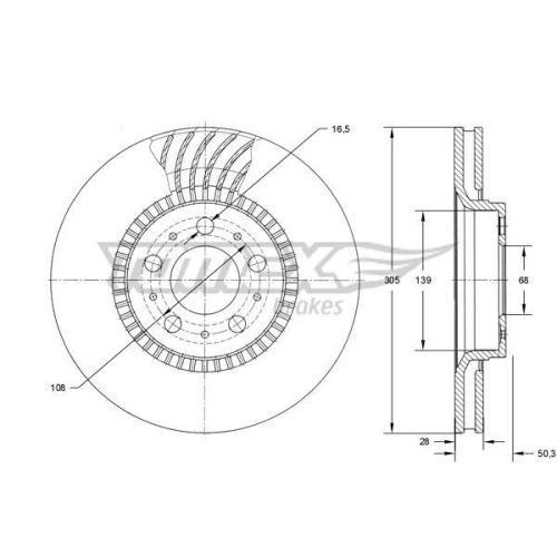TOMEX Brakes Bremsscheibe TX74-13