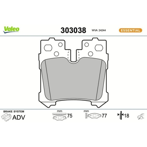 VALEO Bremsbelagsatz, Scheibenbremse ESSENTIAL 303038