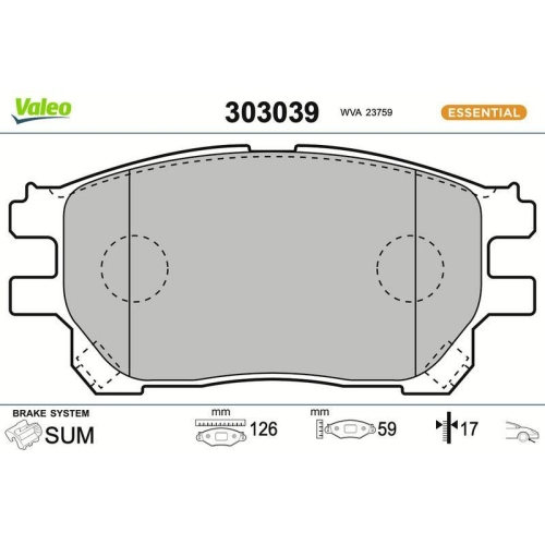 VALEO Bremsbelagsatz, Scheibenbremse ESSENTIAL 303039