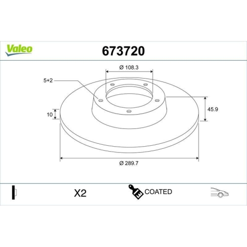 VALEO Bremsscheibe COATED 673720