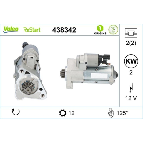 VALEO Starter VALEO ORIGINS STOP&START - NEW O.E. TECHNOLOGIE 438342