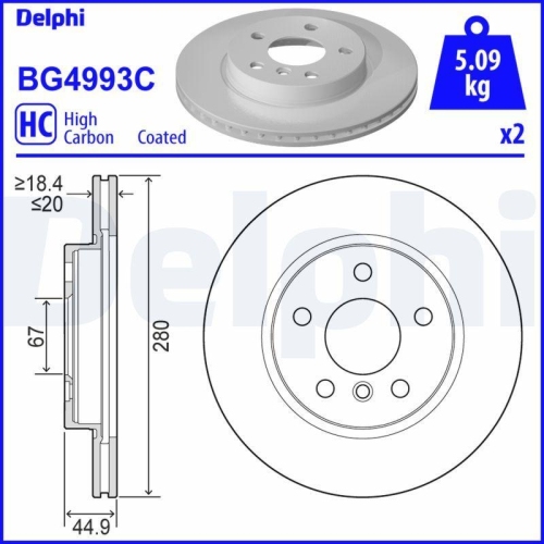 DELPHI Bremsscheibe BG4993C