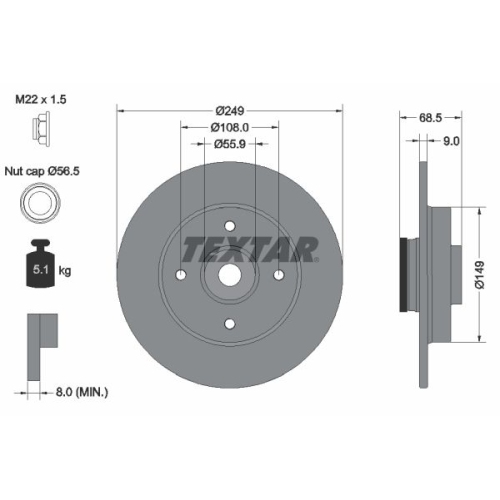 TEXTAR Bremsscheibe PRO 92133303
