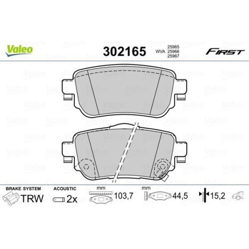 VALEO Bremsbelagsatz, Scheibenbremse FIRST 302165