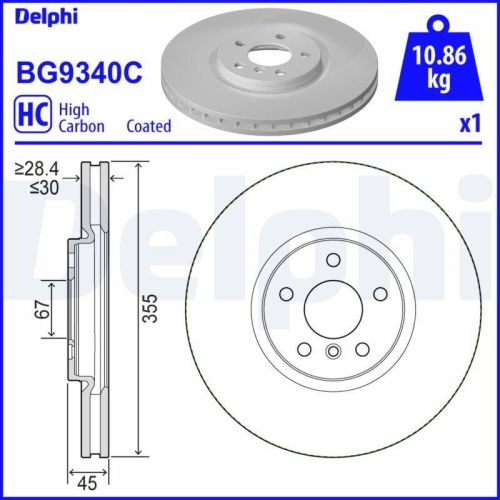 DELPHI Bremsscheibe BG9340C