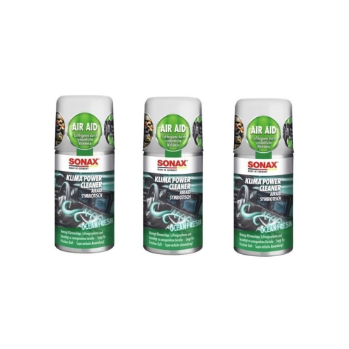 3x SONAX KlimaPowerCleaner AirAid Ocean-Fresh 100 ml 03236000