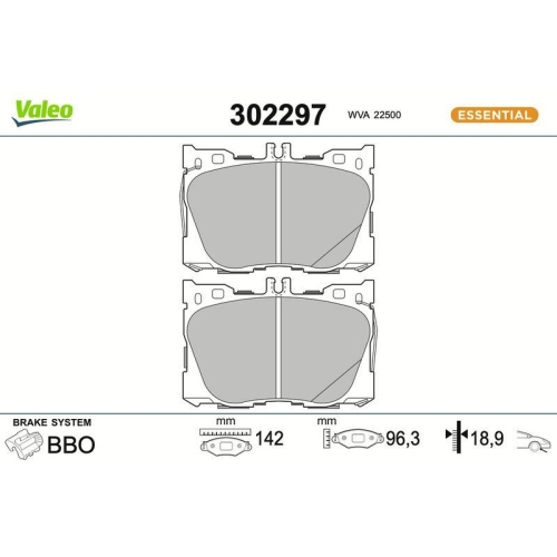 VALEO Bremsbelagsatz, Scheibenbremse ESSENTIAL 302297